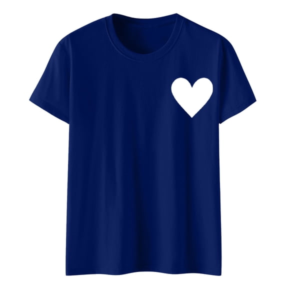 FDGIU ‌Women's Love Heart Graphic Tee - V-Neck Valentine T-Shirt Comfy Casual Blouse Gift