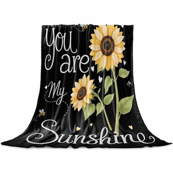 Flannel Throw Blanket for Couch Sofa Bed,You Are My Sunshine Words Soft Cozy Warm Fuzzy Blanket 30x40in