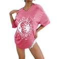 thumbnail image 4 of Seyurigaoka Women Juniors Summer Loose Tops, Leisure Style Sun Moon Print Round Collar Half Sleeve T-shirt Pullover Base Shirt, 4 of 8
