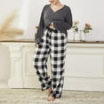thumbnail image 5 of HaoXianJian Women's 2 Piece Pajama Plus Size XL-5X Long Sleeve Plaid Print Pants Pjs s Sleepwear, 5 of 6