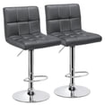 thumbnail image 2 of Yaheetech Bar Stools Set of 2, PU Leather Swivel Bar Stools with Backrest, Armless Adjustable Bar Chairs, X-Large Seat Counter Height Barstools for Kitchen Island, Gray, 2 of 4