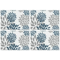 Purple Floral and Petal Pattern Summer Placemats Table Placemats Set Of 4-Linen Kitchen Washable Placemats Table Mats 11.8"x17.7" Non-Slip Heat Resistant