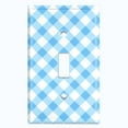 thumbnail image 2 of Metal Light Switch Wall Plate Outlet Cover (Sky Blue Gingham Picnic Wallpaper - Single Toggle), 2 of 2