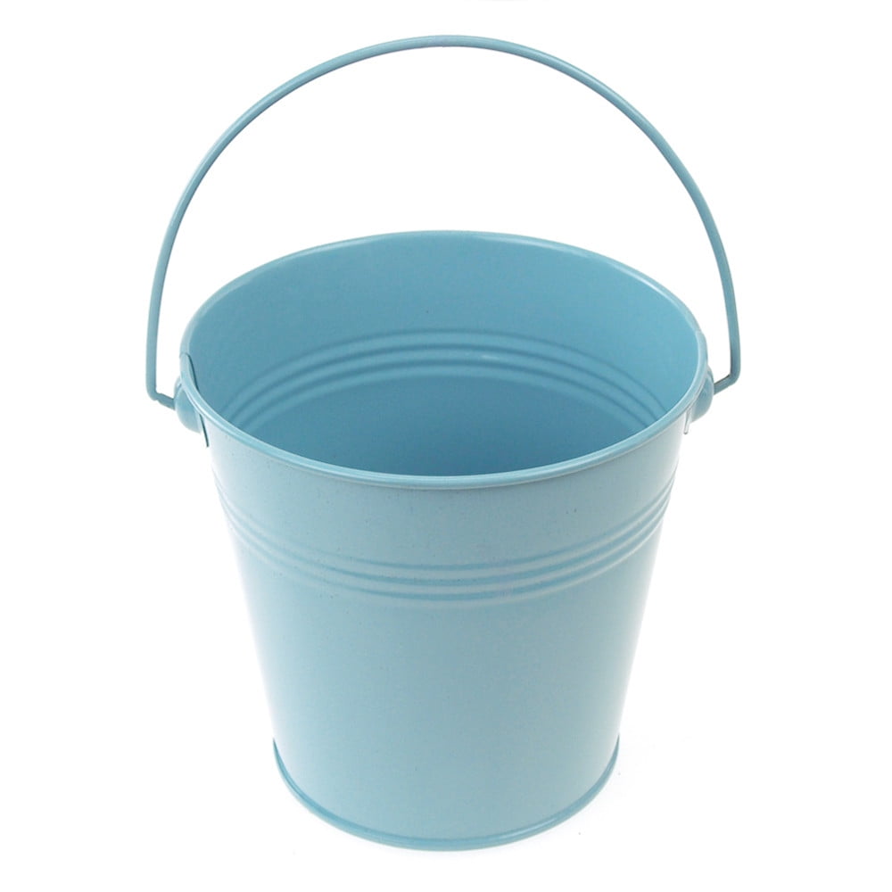 Metal Pail Buckets Party Favor, 5inch, Light Blue