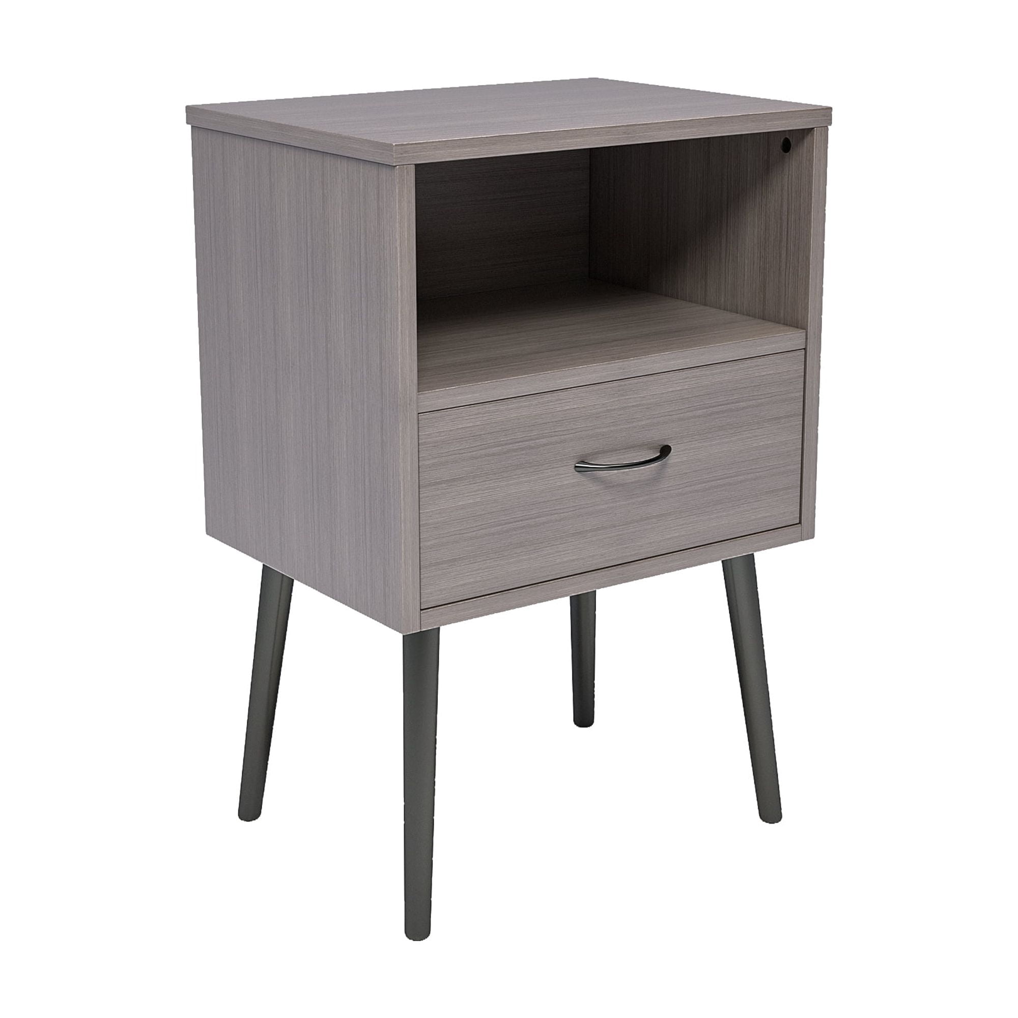 2 Set of Nightstand, Modern Style Bedside Table With Storage Drawers And Open Wooden Shelves, Suitable For Living Rooms, Bedrooms And Small Spaces