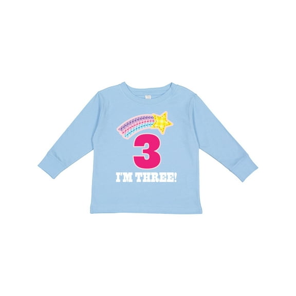 Inktastic 3rd Birthday 3 Year Old Girls Rainbow Star Girls Long Sleeve Toddler T-Shirt