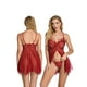 thumbnail image 5 of VISgogo Conjunto de dos piezas de lencería para mujer, vestido transparente con cuello en V y estampado floral Bragas de color sólido para mujer VISgogo moda, 5 of 8