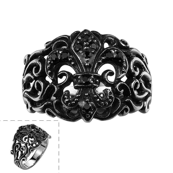 Stainless Steel Gothic Biker Tribal Ring Black Men'S Unisex Cross Crown B192