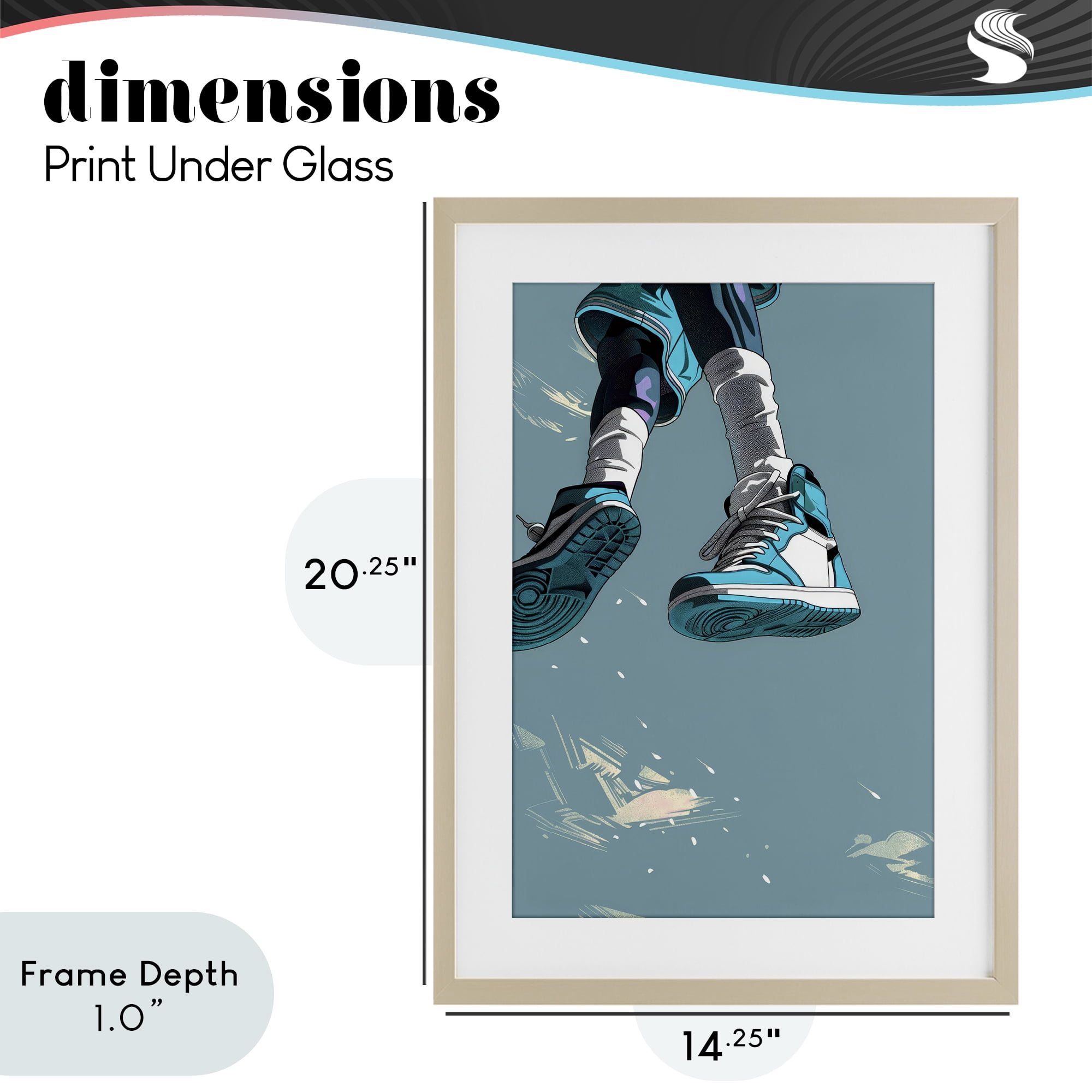 Stupell Industries Sporty Jump with Sneakers Birch Framed Print Under Glass, design by Ray Powers