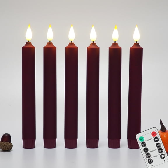 6PCS Flameless Taper Candles Light Flickering Battery Operated with Remote Timer