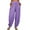 Purple, variant on Cotton Full-Length Oversized Loose Fit Cargo Pants for Women Blue Sleepwear Weekend Elastic Solid Pockets Long Waist Casual Trousers 4XL