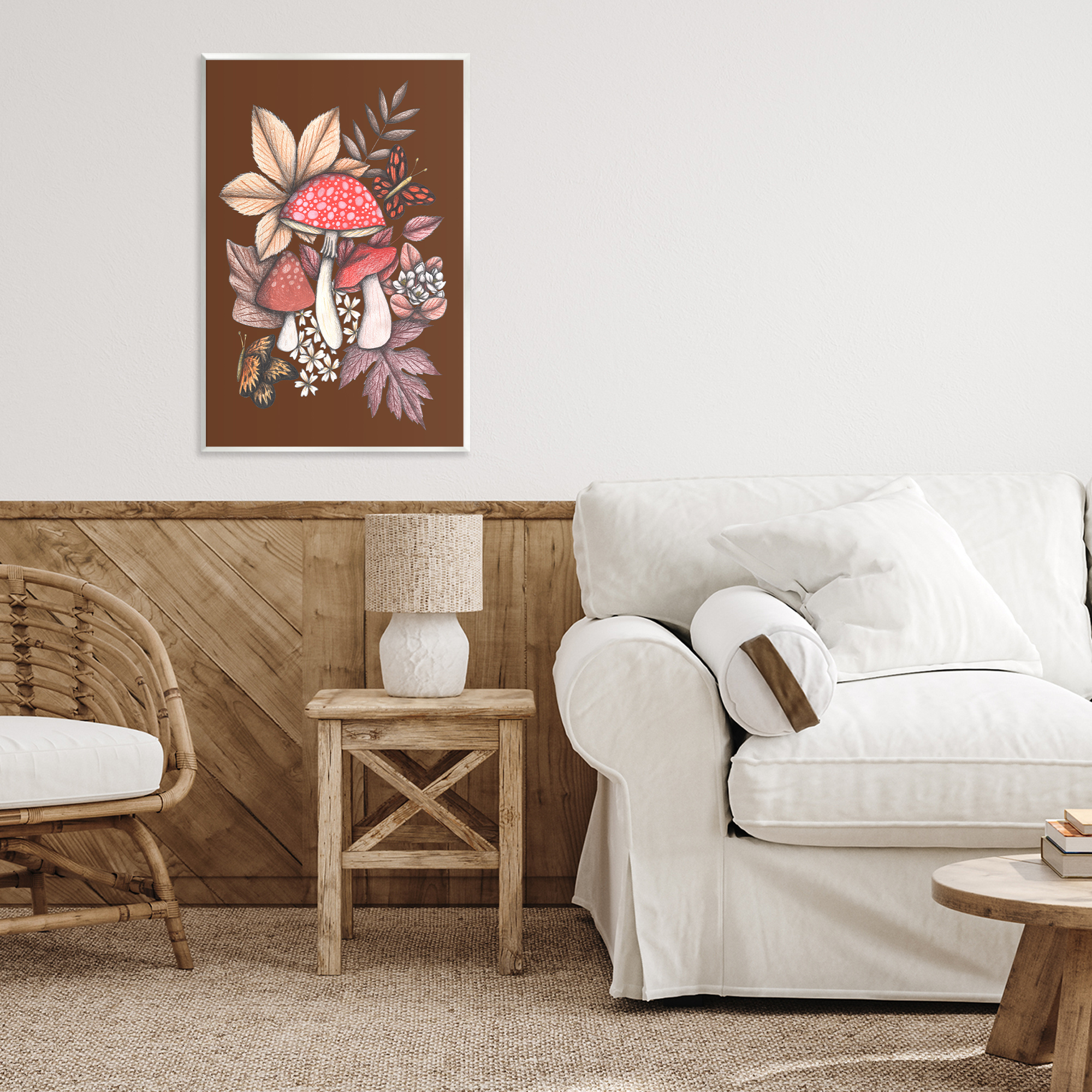Autumnal Mushrooms Magic Wall Plaque Art, design by Cecilia Battaini