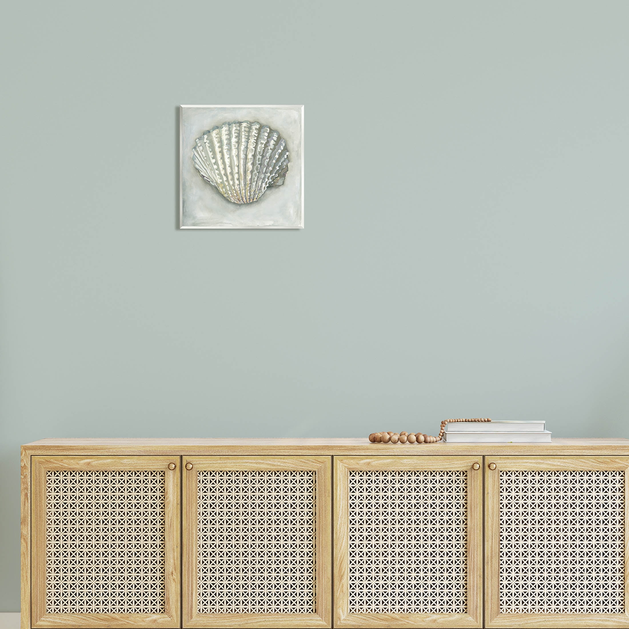Stupell Industries Clam Shell Nautical Grey Painting Unframed Art Print Wall Art, Design by Erica Christopher