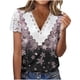 thumbnail image 2 of ICHUANYI Clearance Women Fashion Summer Sexy Fold Printed Regular Women Short Sleeves V Neck Button Top(Black, XXL) ICHUANYI WER2023081110081, 2 of 5