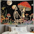 thumbnail image 2 of PRATYUS Mushroom Skull Tapestry for Bedroom, Skeleton Lover Wall Hanging, Hippie Moon Star Goth Tapestries, Garden Floral and Butterfly Poster for Living Room Dorm Decor Painting, 2 of 6