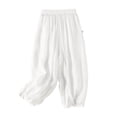 thumbnail image 7 of Endives Women's Linen Pant Fashion Solid Color High Waist Elastic Casual Pants Wide Leg Pants Beach Vacation Outfits for Women, 7 of 7
