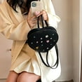 thumbnail image 3 of Mini Mochila Lindo Bolso De Hombro En Forma De Corazón Con Diamantes De Imitación Para Mujer Negro, 3 of 7