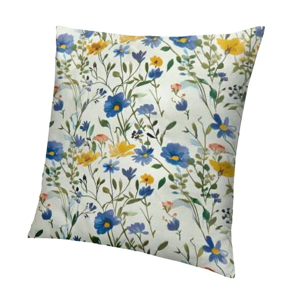 Flower Decorative Throw Pillow Case Pack of 4, and Rural Nature Scenery in Meadows Rustic, Cushion Cover for Couch Living Room Car, 18", Yellow White