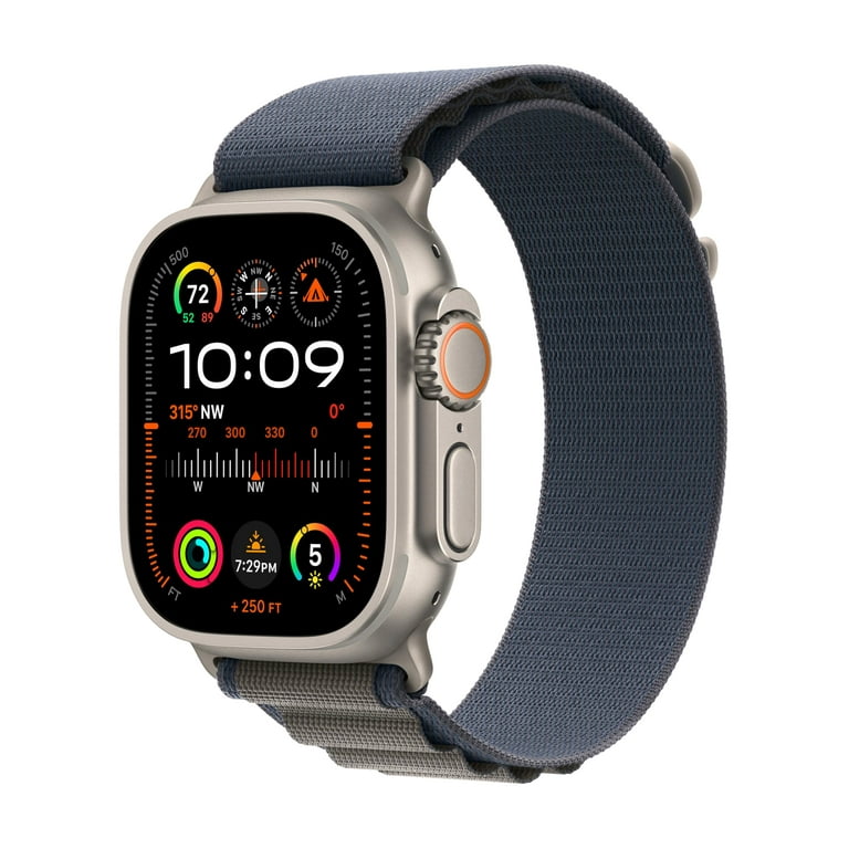 Apple Watch Ultra 2 - 49 mm - titanium - smart watch with Alpine Loop -  textile - blue - band size: S - 64 GB - Wi-Fi, LTE, UWB, Bluetooth - 4G -  2.17 oz