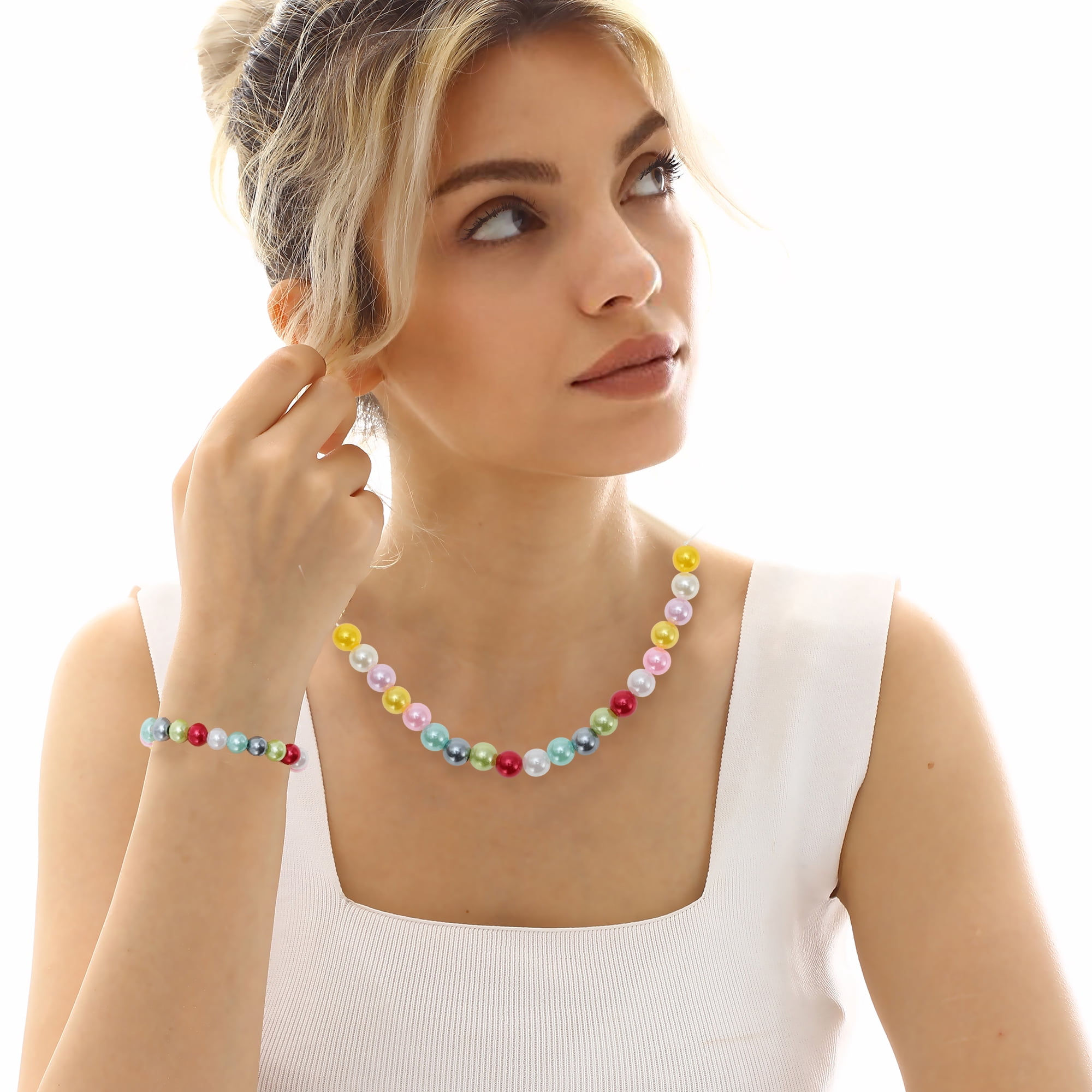 Unique Bargains 250 Pcs 8mm Round ABS Beads for Bracelets Jewelry Making Assorted Color