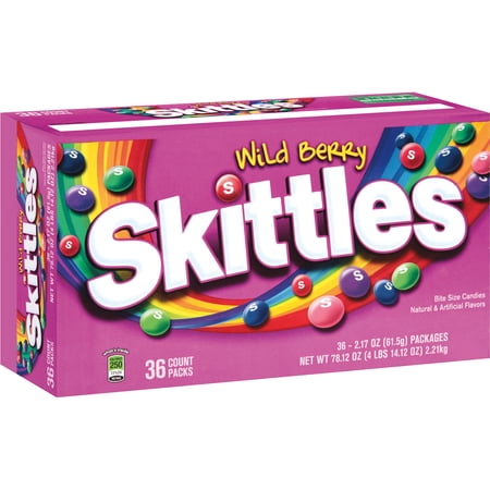 Skittles Wild Berry Chewy Candy, Full Size, 2.17 Oz, 36-Count