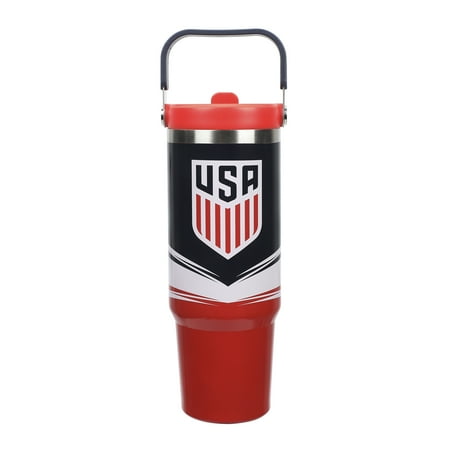 US Soccer Logo Tribal Crest 40 Oz Black Stainless Steel Water Bottle