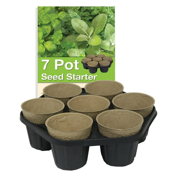 FerryMorse 7 Fiber Pot Seed Starting Kit, 3inch Pots