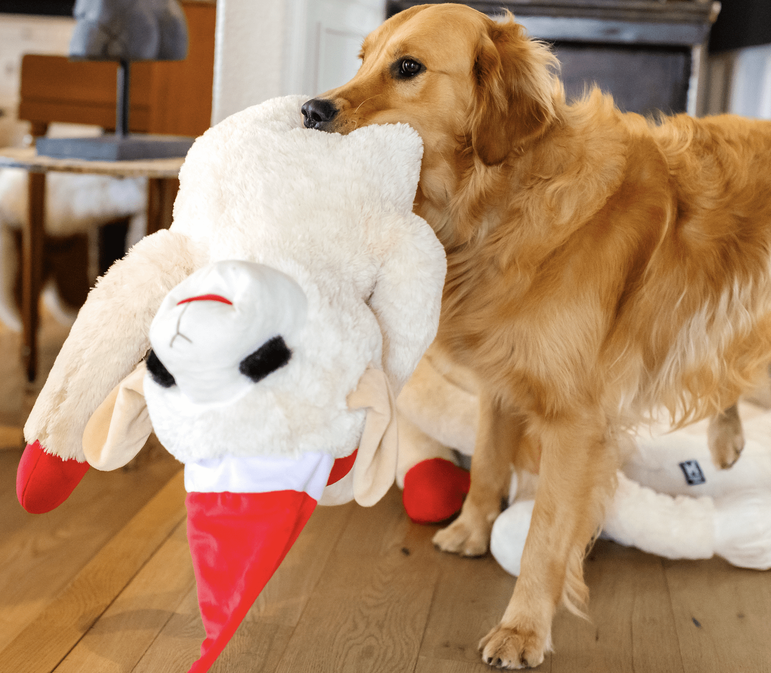 Multipet Holiday Super-Sized Plush Lamb Chop with Santa Hat, 3 Feet Tall, Limited Edition