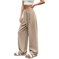 thumbnail image 2 of PBFRDSJ Y2K Striped Wide Leg Pants for Women Baggy Elastic Waist Drawstring Palazzo Pants Casual Vacation Flowy Clothes Free Sizes, 2 of 6