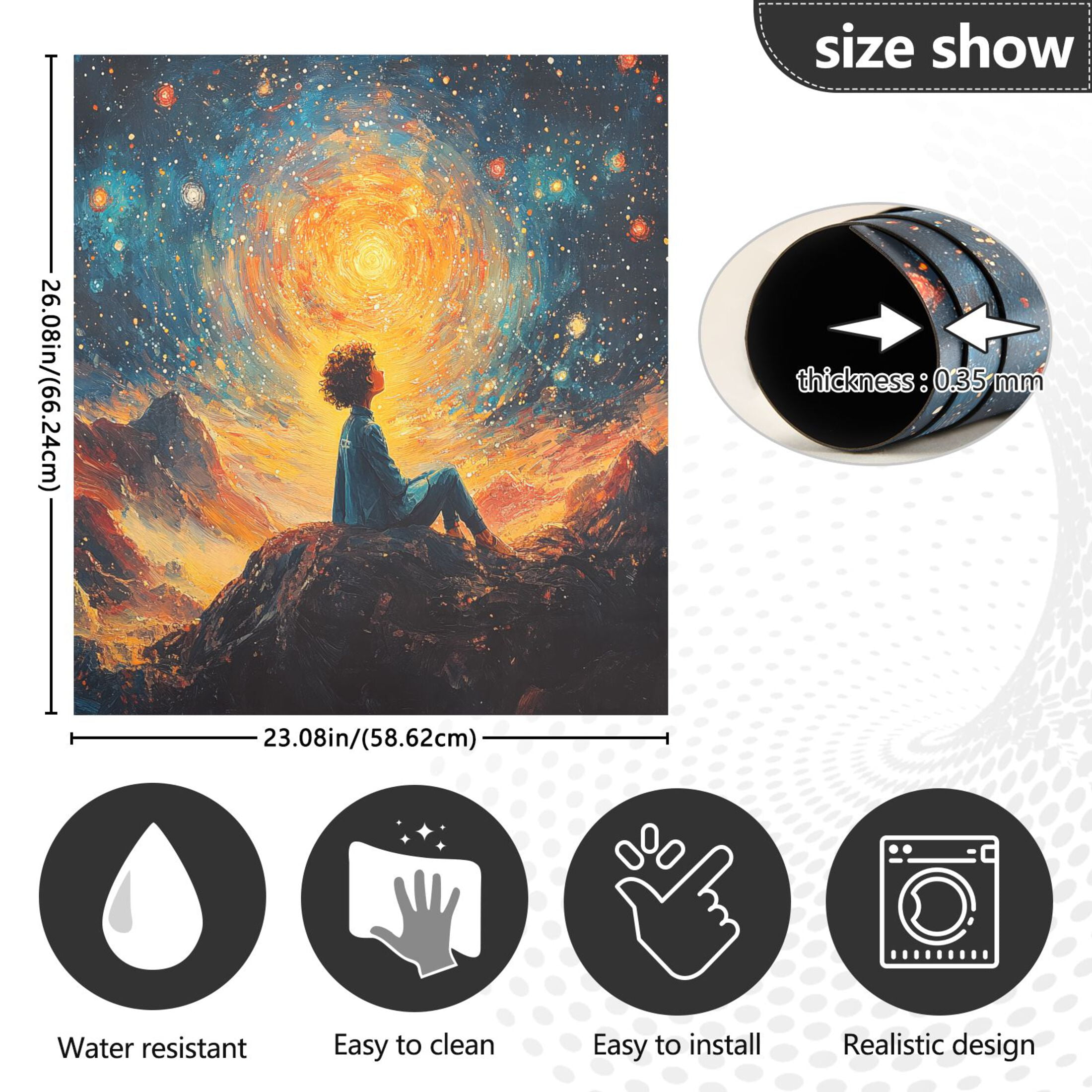 Haosy Dishwasher Magnet Cover Magnetic Fridge Door Cover Home Kitchen Decor Child Look at Stars 23"x 26"