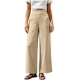 thumbnail image 3 of LIaqionyy Pants for Women's Wide Leg Elastic Waist Casual Loose Lounge Vacation Pant Work Trousers with Pockets, 3 of 8