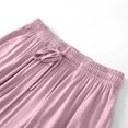 thumbnail image 4 of Women's Summer Casual Solid Elastic Waist Wide Leg Pants with Drawstring and Pockets, 4 of 6