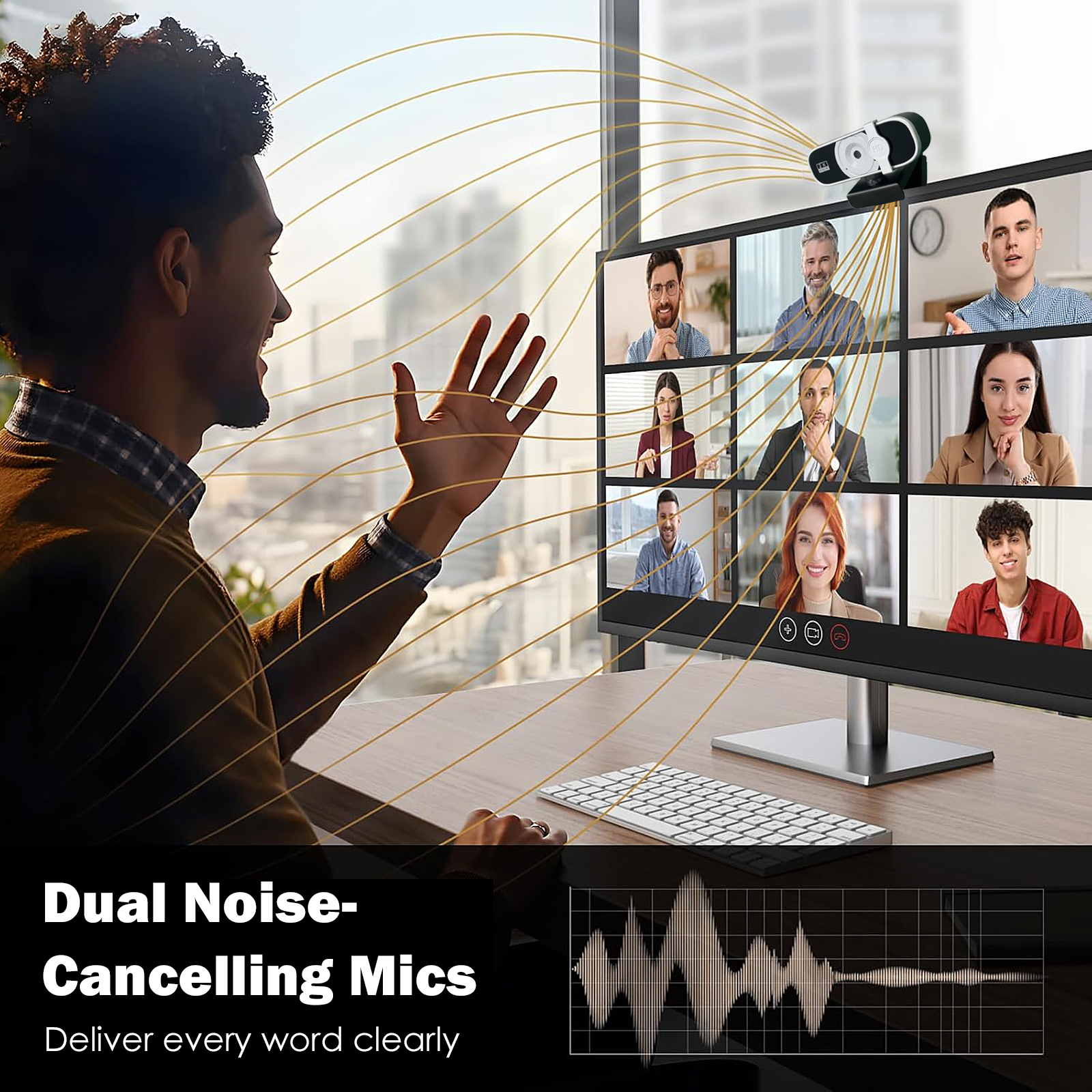 RONY 4K Webcam with Auto Focus & Noise-Canceling Mic Plug & Play PC Camera Compatible with Windows 10/8/7, Vista/7/8/10, Silver