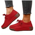 thumbnail image 1 of Dakaela Chaussures Bateau Décontractées pour Femmes à Enfiler Légères à Lacets Plates Mocassins de Marche Plateforme Compensée Chaussures de Bureau Travail Rouge 7.5, 1 of 8