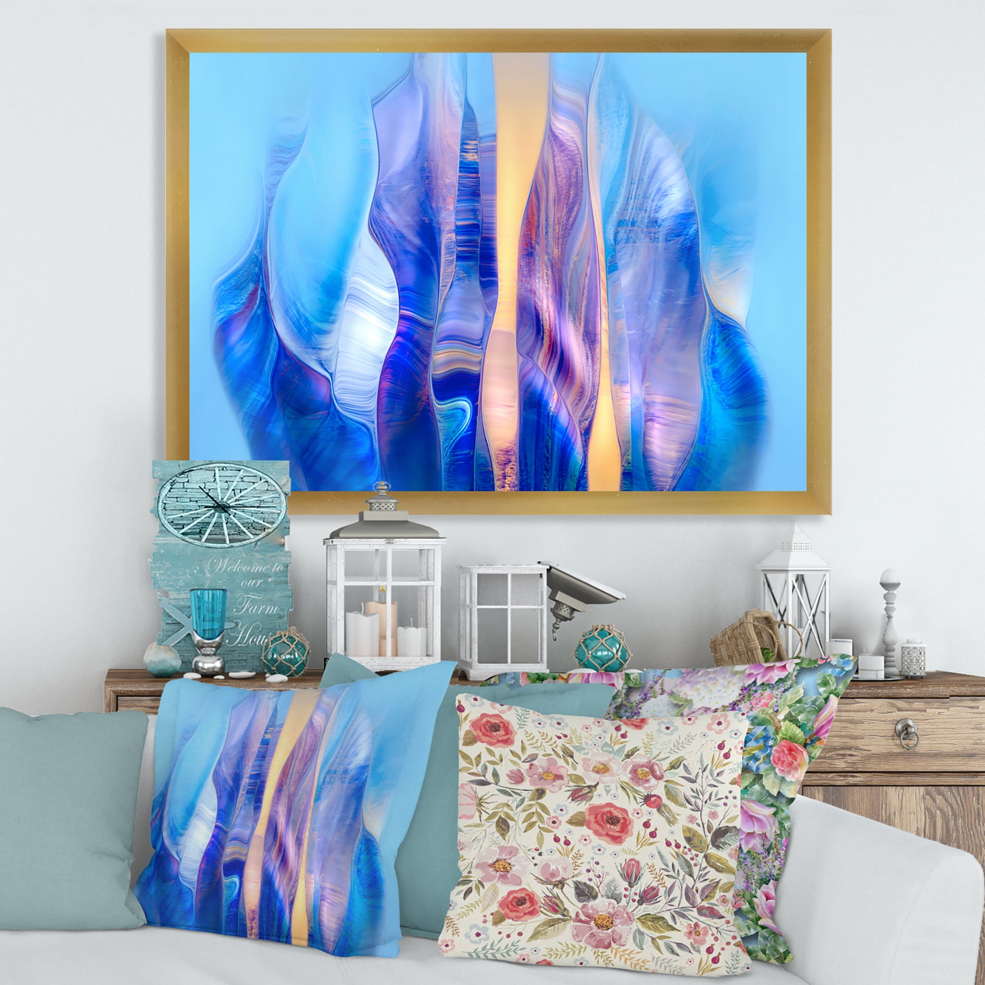 Designart 'Abstract Colorful Twisted Wavy Shape In Motion' Modern Framed Art Print