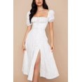 thumbnail image 4 of HAHDAXIA Women Puff Sleeve Split Maxi Dress Square Collar Ruffle Floral Boho Dresses Cottagecore Backless Sundress, 4 of 7