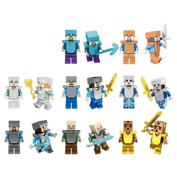 16-Pack Pixelated Mini Figures, Pixel Toys for Birthday Party Favors and Loot Bags