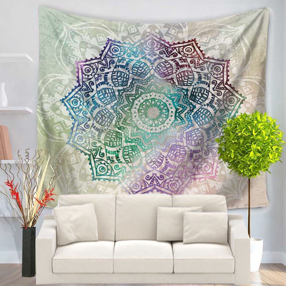 Green Flower Mandala Design Wall Hanging Tapestry Smooth Supple Multi-size 