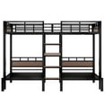 thumbnail image 6 of [Luckynote]Queen over Twin over Twin Metal Bunk Bed ,triple metal bunk bed with Storage shelves and storage stairs,black, 6 of 10