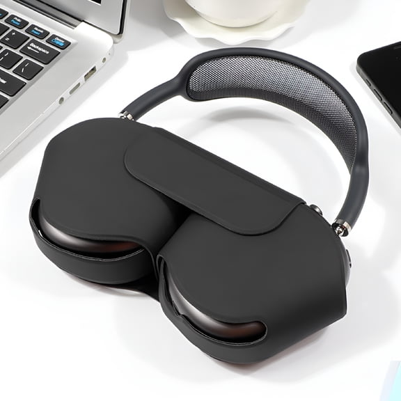GJX Protective Case for AirPods Max, Leather Headphones Storage with Magnetic Closure, Scratch & Dust Resistant, Black
