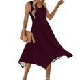 thumbnail image 6 of WCMZJ Women's Hankerchief Hem Maxi Tank Dresses Summer Sleeveless Crew Neck Sundress Casual Ruffle A-Line Boho Dress Wine XXL, 6 of 8