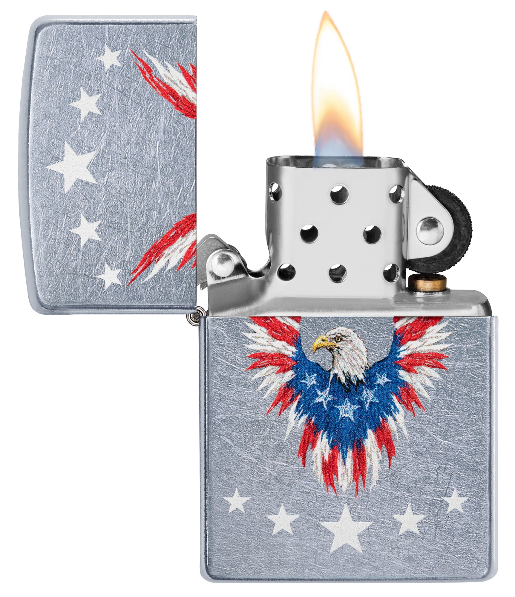 Zippo Street Chrome Flag Eagle Windproof Pocket Lighter