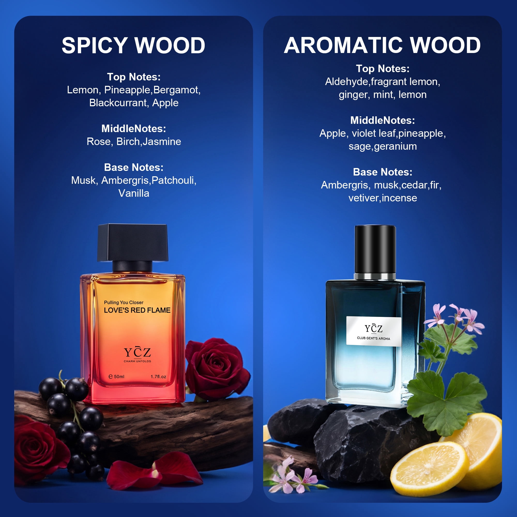 Ycz, Men's Cologne Gift Set, 3.4 fl oz, Fresh Mint and Spicy Wood