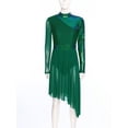 thumbnail image 3 of YiZYiF Lyrical Dance Dress for Women Sequins Long Sleeve Tulle Skirt Contemporary Dancing Clothes Green XL, 3 of 7