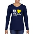 thumbnail image 1 of Wild Bobby, My Heart Is On That Tennis Field, Sports, Women Graphic Long Sleeve Tee, Navy, Small, 1 of 4