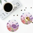 thumbnail image 4 of Fuzoiu Flowers And Colorful Butterflies Print Leather Coasters Set,Drink Coasters Set of 4,for Tabletop Protection, Durable PVC Coasters,Home Décor and Housewarming Gift-Round Shape, 4 of 6