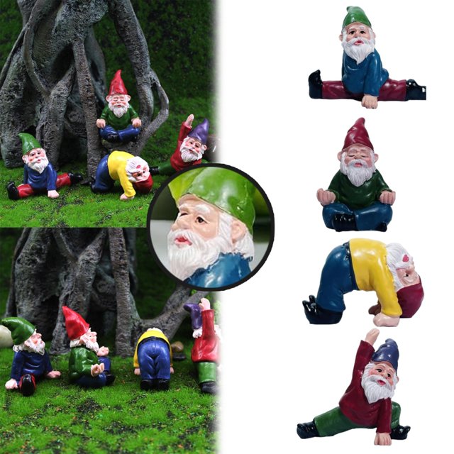 4 Miniature Outdoor Miniature Figurines Accessory Set Decorative Objects In Fun Poses Yard Decorations Garden Flower Pot Decorative Gift,1 Set Of Yoga Dwarf Cute Bonsai Decoration Clearance