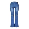 thumbnail image 6 of Women Flare Jean Pants Casual Mid Waist Long Pants Fashion Zipper Denim Pants with Pockets, 6 of 6
