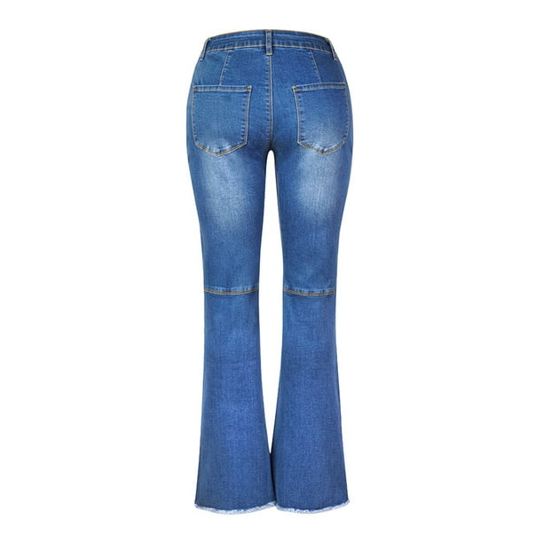 XZNGL Womens Jeans Size 14 Fashion Women Solid Zipper Casual Mid