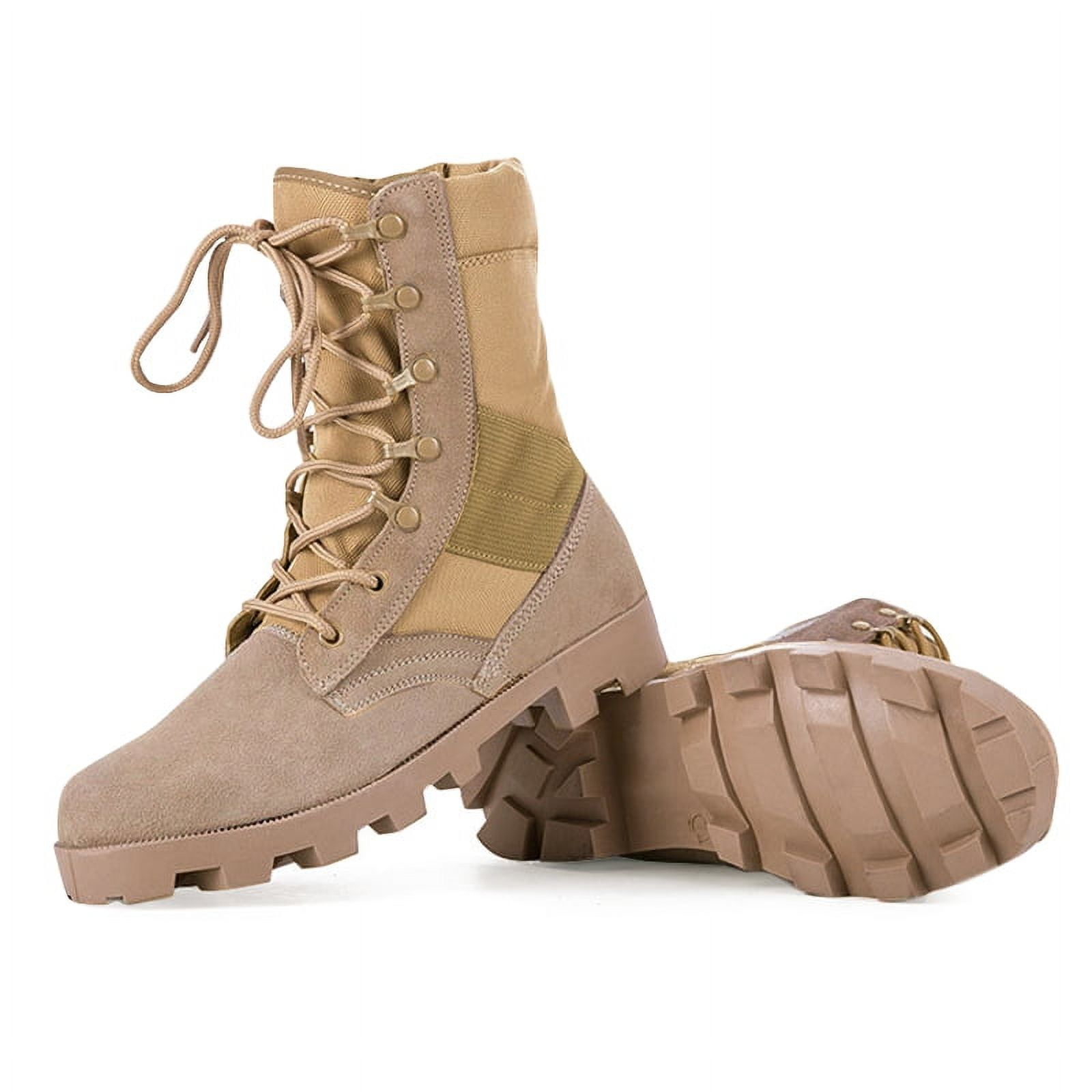 RIBONGZ Mens Jungle Boots Lightweight Lace up Work Shoes Leather Motorcycle Riding Boots Slip Resistant Outdoor Hiking shoes Breathable Desert Boots